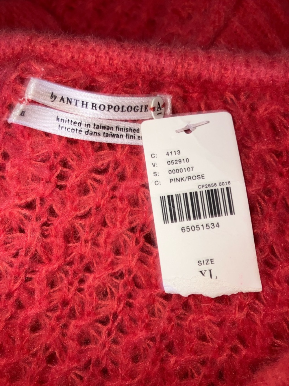 Anthropologie Cozy Ruffle-Trim Boat Neck Knit Pink Rose Sweater NWT Size XL - Picture 6 of 8